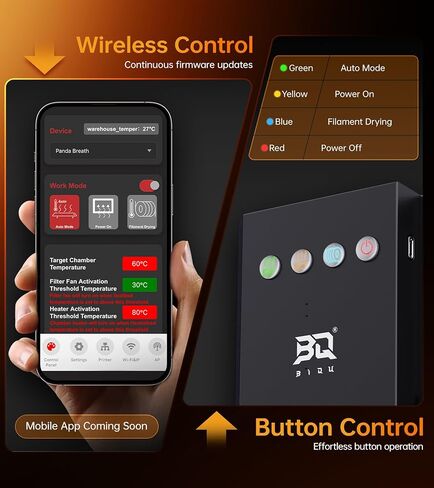 BIQU Panda Breath 3 in 1 Smart 3D Printer Chamber Heater + Air Filter + Filament Dryer for Bambu-Lab P1S P1P X1C A1, Snapmaker U1, Voron 3D Printers, Auto Start/Stop, Web/Button Control in Kuwait