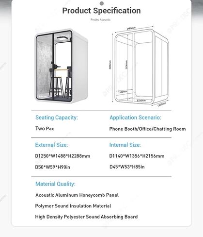 حجرة عزل الصوت المحمولة، حجرة الاجتماعات الهادئة مع لوحات صوتية، مكتب عازل للصوت لتسجيل الصوت، الغناء، العمل عن بعد in Kuwait