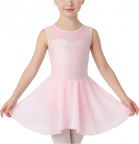KARETT Toddler Girl Sequin Snow Ballet Dress Ballerina Outfit with Snap Sleeveless Dance Leotard for Party in Kuwait