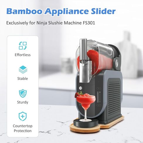 حصيرة شريط التمرير لـ Ninja Slushie Machine FS301 - لوحة انزلاق الخيزران متوافقة مع صانع المشروبات المتجمد Ninja ، Appliance Slider لإكسسوارات Ninja Slushy ، لمكتب المطبخ المنزلي ، الأسود in Kuwait
