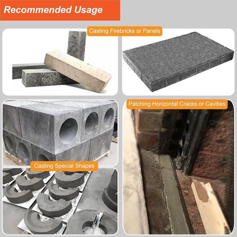 Refractory Castable - 12.5 LBS 3056°F High Temperature Refractory Concrete Dry Mix - Casting FireBricks, Panels and Custom Shapes for Kilns, Forges, Fireplaces & DIY Projects in Saudi Arabia