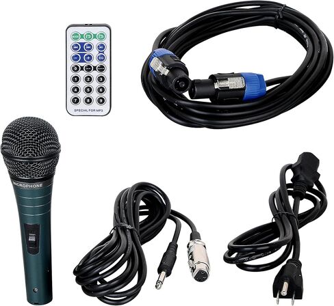 PRORECK PARTY 12 Portable 12-Inch Woofer 2-Way Powered PA Speaker System Combo Set with Bluetooth/USB/SD Card Reader/FM Radio/Remote Control/Speaker Stand in Kuwait