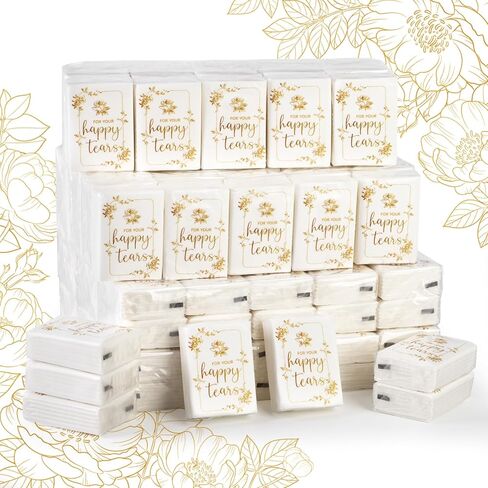 Lesnala 120Packs Happy Tears Tissue Packs for Wedding Kleenex Prepared for Guests 3 Ply Pocket Size for Travel Party Ceremony Graduation Favors White in Saudi Arabia
