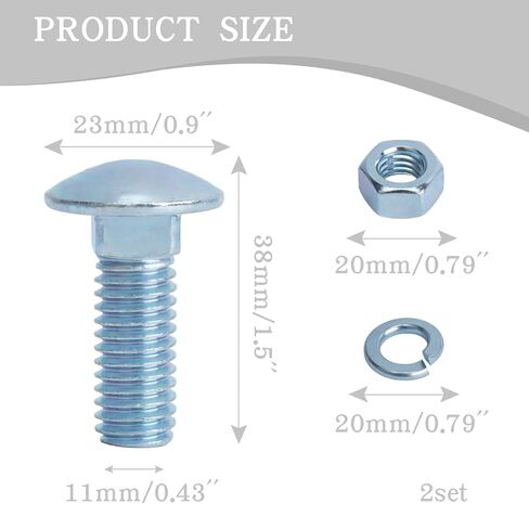 Ford Bumper Hardware Kit - 7/16-14x1-1/4 Chrome Capped Carriage Bolts, Hex Nuts & Lock Washers - Fits Front/Rear Bumpers (4PC) in Saudi Arabia