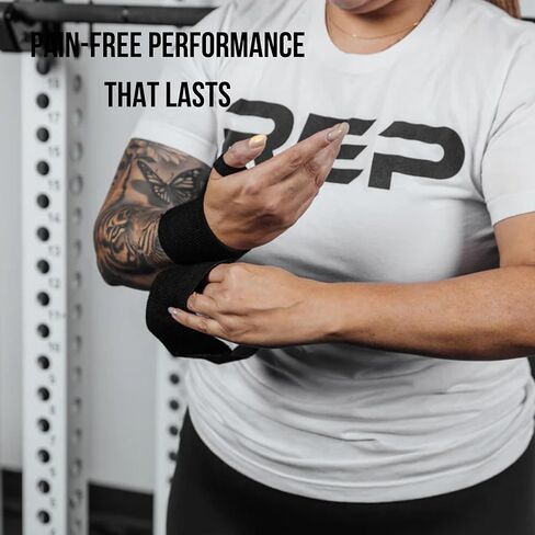 REP Wrist Wraps Weightlifting Support | Adjustable Strap | Gym Gymnastics Accessories | Men Women Fitness Training Powerlifting Gear | Strength Workout | Lifting Gloves | Bench Press Bands, Black in Saudi Arabia