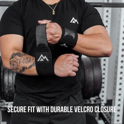 REP Wrist Wraps Weightlifting Support | Adjustable Strap | Gym Gymnastics Accessories | Men Women Fitness Training Powerlifting Gear | Strength Workout | Lifting Gloves | Bench Press Bands, Black in Saudi Arabia