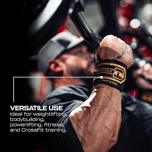 HOSSTILE Heavy Duty Wrist Support Wraps (Pair) – 18" Firm Joint Support, Durable Elastic, Extra-Strong Thumb Loop, Adjustable Hook and Loop Fastener, Powerlifting, Bodybuilding, Crossfit in Kuwait