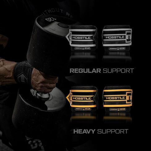 HOSSTILE Heavy Duty Wrist Support Wraps (Pair) – 18" Firm Joint Support, Durable Elastic, Extra-Strong Thumb Loop, Adjustable Hook and Loop Fastener, Powerlifting, Bodybuilding, Crossfit in Kuwait