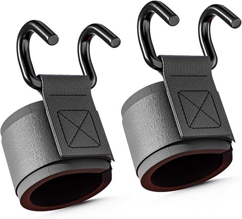 خطافات رفع الأثقال لرفع الأثقال (زوج)، أشرطة دعم معصم مضادة للانزلاق بسعة 660 رطل للرجال والنساء، لفافات معصم رياضية للسحب واللياقة البدنية وتدريبات القوة وتمارين كمال الأجسام in Kuwait