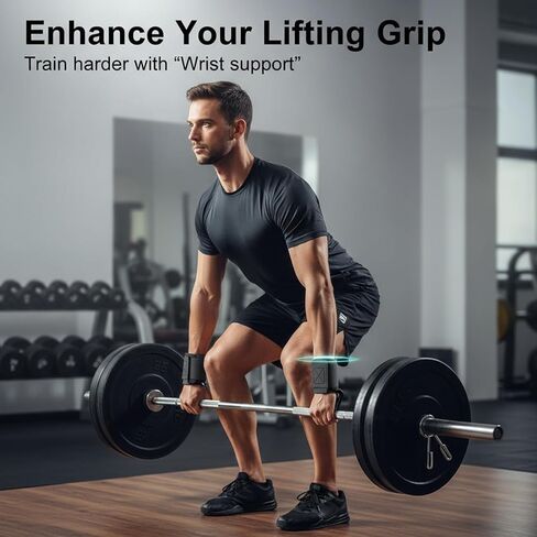 خطافات رفع الأثقال لرفع الأثقال (زوج)، أشرطة دعم معصم مضادة للانزلاق بسعة 660 رطل للرجال والنساء، لفافات معصم رياضية للسحب واللياقة البدنية وتدريبات القوة وتمارين كمال الأجسام in Kuwait
