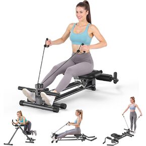 Ab Machine and Rowing Machine, 2 in 1 Rowing Machines for Home with 2 Adjustable Inclined Angles,Quiet & Foldable Rower Machine with 7 Adjustable Handle Heights,260 LBS,Row Machine for Home Black in Kuwait