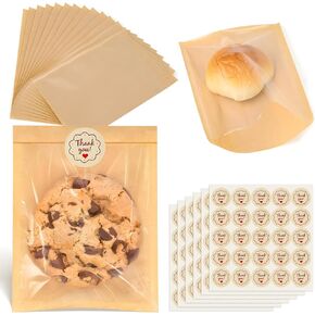 160 عبوة من أكياس البسكويت للتغليف بختم، أكياس مخبز مقاس 7.5 × 5.1 بوصة مع نافذة، أكياس دونات مقاومة للدهون لتتناسب مع المكافآت والسكون والبراوني والوجبات الخفيفة in Kuwait