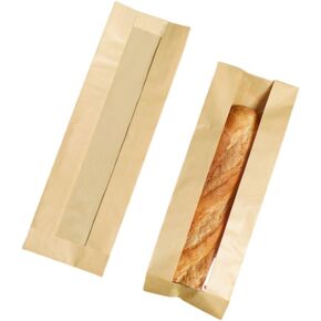 50 Pieces French Baguette Paper Bags with Window,13"Baguette Bag,Paper Bags with Window,Heat Seal Bag Packaging for Baked Goods,Bread Packaging (Brown) in Saudi Arabia