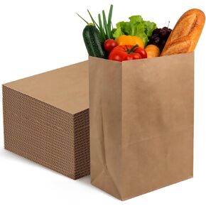 120 قطعة من أكياس البقالة الورقية البنية مقاس 12 × 7 × 17 بوصة - أكياس ورق كرافت كبيرة شديدة التحمل بوزن 57 رطل، صديقة للبيئة للتخزين والتسوق والخروج | 57 رطل in Kuwait