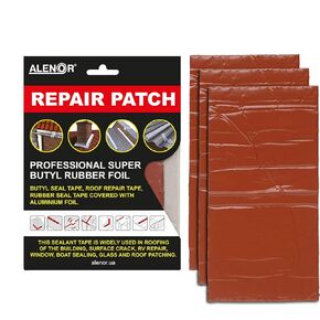 ألينور براون بوتيل جميع الأحوال الجوية رقعة إصلاح 4 "x 6" مقاومة للماء ختم التصحيح سقف تسرب داخلي في الهواء الطلق الأنابيب البلاستيكية إصلاح HVAC تنفيس مكيف الهواء نافذة ختم وحدة مزاريب المطر وامض السيارات والقوارب RV in Kuwait