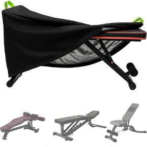 غطاء مقعد الوزن، غطاء لوح الجلوس 420D مع طلاء فضي، رباط قابل للتعديل، أغطية واقية لمقاعد التمرينات الداخلية والخارجية - 50 بوصة طول × 23 بوصة عرض × 17 بوصة ارتفاع - أسود in Kuwait