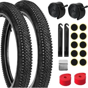 2pcs إطارات وأنابيب الدراجة للأطفال ، 20'x1.95 '' إطارات الدراجة و 1.75 ''- 2.125 '' AV 32 مم أنابيب داخلية ، etrto 49-406 إطارات بديلة قابلة للطي ، مع مجموعة تصحيح إصلاح لإطار الطريق الجبلي in Kuwait
