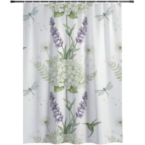 Lavender Print Shower Curtain Fabric with Hooks, Summer Waterproof Space Shower Curtain, Washable Fabric Holiday Vintage Curtains for Bathroom for Walk in Abstract Decor 72×72 in in Kuwait