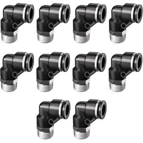 10PCS Push to Connect Fittings 1/4 Inch Tube OD x 1/4 Inch NPT Thread Pneumatic Male Elbow Quick Connect Air Line Fittings in Kuwait