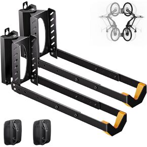 2 حزمة من حامل الدراجة على الحائط، حامل دراجة دوار عمودي غير قابل للرفع لتخزين المرآب والشقة، 4 أحجام قابلة للتعديل شماعة حائط للدراجة تحمل 77 رطل، منظم موفر للمساحة لدراجة الطريق MTB in Kuwait