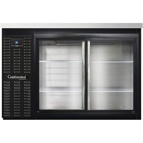 Continental Refrigerator BBC50-SGD Two Section Sliding Glass Door Refrigerated Back Bar Cooler, 50" W x 34-3/4"H, Black Exterior in Kuwait
