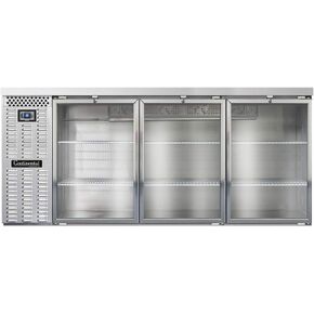 Continental Refrigerator BBC79S-SS-GD Three Section Glass Door Refrigerated Back Bar Cooler, 79" W x 34-3/4"H, Stainless Steel Exterior & Shallow Depth in Kuwait