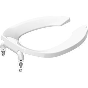 مقعد مرحاض تجاري مفتوح من الأمام، مقعد مرحاض عام 18.5 بوصة مقعد مرحاض ممدود للكنيسة، المدرسة، المستشفى، المكتب، غطاء المرحاض عالي التحمل (أبيض) in Kuwait