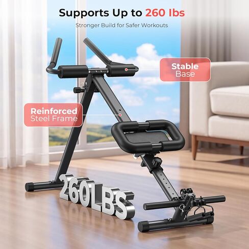 Ab Machine and Rowing Machine, 2 in 1 Rowing Machines for Home with 2 Adjustable Inclined Angles,Quiet & Foldable Rower Machine with 7 Adjustable Handle Heights,260 LBS,Row Machine for Home Black in Kuwait