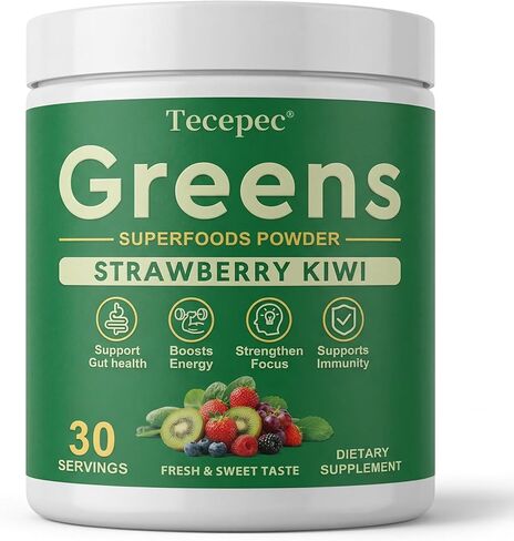 مسحوق سوبر جرينز سوبر فود، مزيج مشروب عصير الخضر مع سبيرولينا، والكلوريلا، والمواد المتكيفة والألياف، والإنزيمات الهاضمة، ومكمل ما قبل + البروبيوتيك للنساء والرجال الانتفاخ وصحة الأمعاء، 30 وجبة in Kuwait