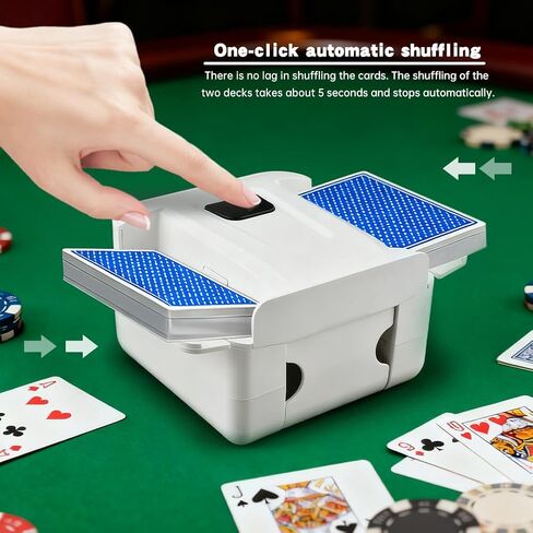 Automatic Card Shuffler, Rechargeable & Portable 1-2 Deck Electric Shuffler for Playing Uno, Phase 10, Blackjack, Casino Poker Games with Card Holder in Kuwait