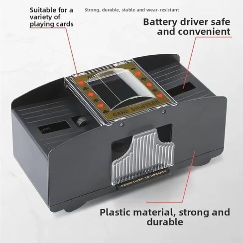 Automatic Card Shuffler for 1-2 Decks of Cards, Compatible with UNO, Poker, Skyjo, Skip BO, Electric Card Shuffler, Black in Kuwait