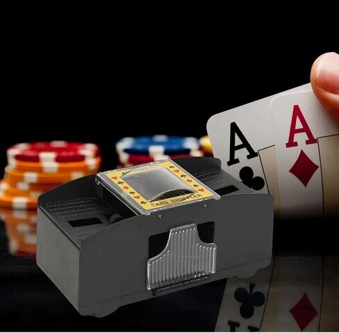 Automatic Card Shuffler for 1-2 Decks of Cards, Compatible with UNO, Poker, Skyjo, Skip BO, Electric Card Shuffler, Black in Kuwait