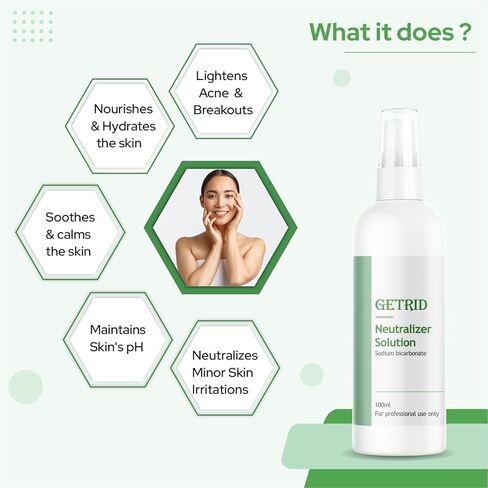 Getrid Chemical Peel Neutralizer Spray (100 ml / 33.8 fl oz) pH Balancing Sodium Bicarbonate Mist for Skin Care - Hydrating Toner for Facial Peels in Kuwait