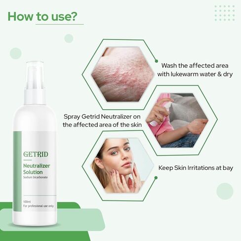 Getrid Chemical Peel Neutralizer Spray (100 ml / 33.8 fl oz) pH Balancing Sodium Bicarbonate Mist for Skin Care - Hydrating Toner for Facial Peels in Kuwait