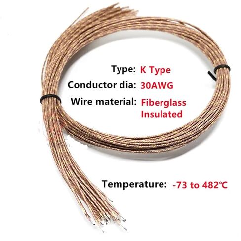 Industrial K/J/T Type FEP/Fiberglass/Tetrafluoro Insulated Wire Solder Joint Thermocouple Wire Temperature Measuring Line(K Type 30AWG,4m) in Saudi Arabia