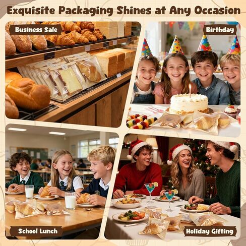 110 قطعة من أكياس البسكويت الفردية مع ختم، أكياس مخبز مقاس 5.7 × 6.5 بوصة مع نافذة، مستلزمات تغليف البسكويت الورقية، تغليف السلع المخبوزة المقاومة للحرارة والشحوم لعلاج كعكة المعجنات براوني in Kuwait