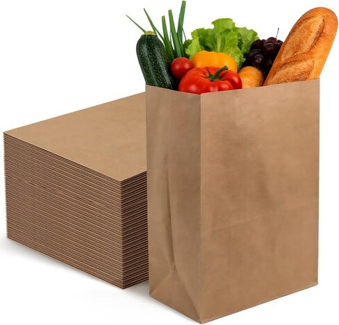 120 قطعة من أكياس البقالة الورقية البنية مقاس 12 × 7 × 17 بوصة - أكياس ورق كرافت كبيرة شديدة التحمل بوزن 57 رطل، صديقة للبيئة للتخزين والتسوق والخروج | 57 رطل in Kuwait