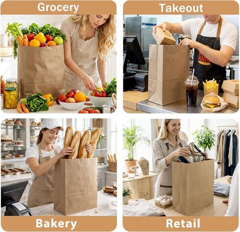 120 قطعة من أكياس البقالة الورقية البنية مقاس 12 × 7 × 17 بوصة - أكياس ورق كرافت كبيرة شديدة التحمل بوزن 57 رطل، صديقة للبيئة للتخزين والتسوق والخروج | 57 رطل in Kuwait