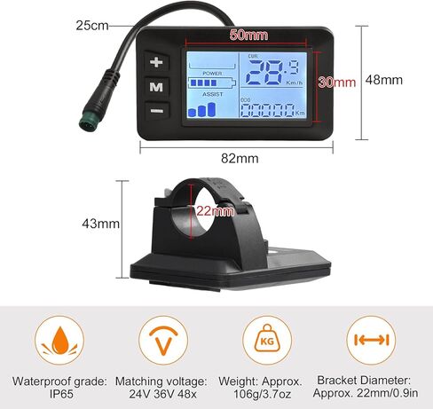 5Pins Electric Bike LCD Display 24V/36V/48V E Bike Control Panel for Handlebars 0.87in Connector No.2 Communication Protocol in Saudi Arabia