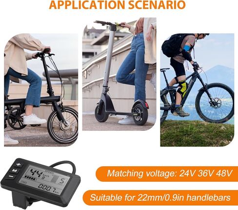 5Pins Electric Bike LCD Display 24V/36V/48V E Bike Control Panel for Handlebars 0.87in Connector No.2 Communication Protocol in Saudi Arabia