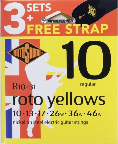 Rotosound R10-31 Electric Guitar Strings with Strap (Pack of 3) R10 Regular 10-46 in Saudi Arabia