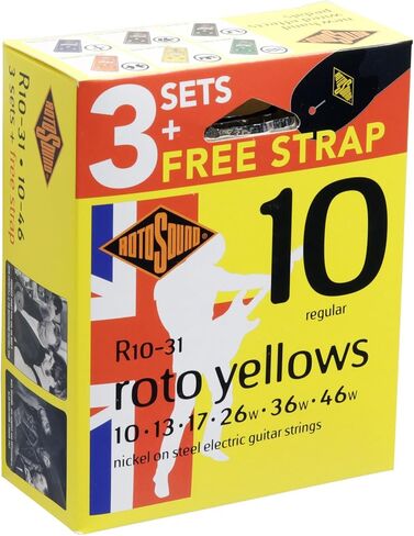 Rotosound R10-31 Electric Guitar Strings with Strap (Pack of 3) R10 Regular 10-46 in Saudi Arabia