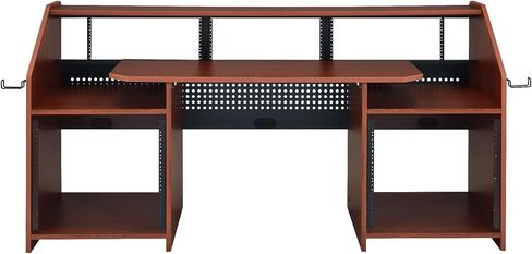 Penau Music Production Desk for Studio, Rectangular Engineered Wood Recording Workstation with Cable Management, Earphone Rack and Open Storage, Cherry Finish, 71 Inchs x 26 Inchs x 36 Inchs in Saudi Arabia