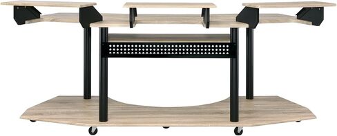 Penau Natural Oak Finish Music Recording Studio Desk, Producer Workstation with Keyboard Tray and Monitor Shelf, Metal Frame, Smooth Casters, 83 x 40 x 37 Inchs in Saudi Arabia