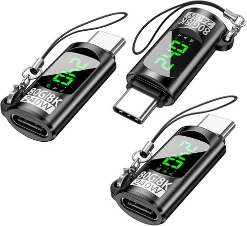 240W USB C Adapter Power Meter Tester, 3 Pack Voltage Current Power LED Digital Display, 80 Gbps Type C Male to Female Extension Connector for iPhone 15/16/17, MacBook, iPad & More USB C Devices in Kuwait