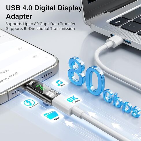 240W USB C Adapter Power Meter Tester, 3 Pack Voltage Current Power LED Digital Display, 80 Gbps Type C Male to Female Extension Connector for iPhone 15/16/17, MacBook, iPad & More USB C Devices in Kuwait