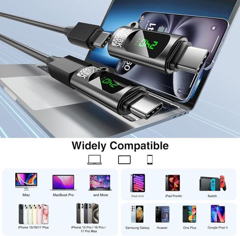 240W USB C Adapter Power Meter Tester, 3 Pack Voltage Current Power LED Digital Display, 80 Gbps Type C Male to Female Extension Connector for iPhone 15/16/17, MacBook, iPad & More USB C Devices in Kuwait