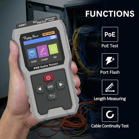 PoE Cable Tester, IEEE 802.3af/at/bt Compliant Network Tester with Port Flash Detection, Cable Length Meter, Continuity Test for CAT5 CAT6, 1500mAh Battery in Kuwait