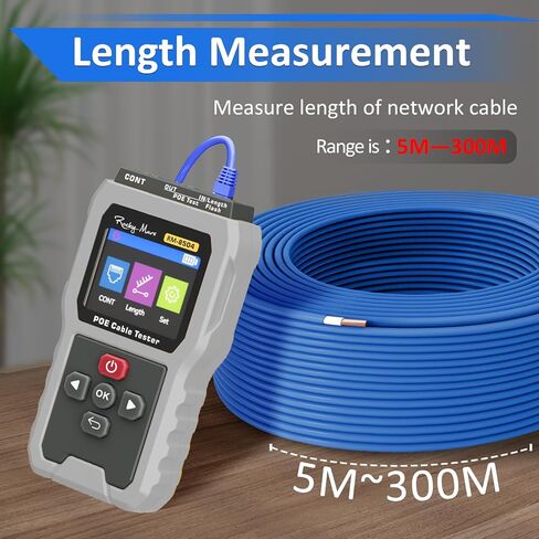 PoE Cable Tester, IEEE 802.3af/at/bt Compliant Network Tester with Port Flash Detection, Cable Length Meter, Continuity Test for CAT5 CAT6, 1500mAh Battery in Kuwait