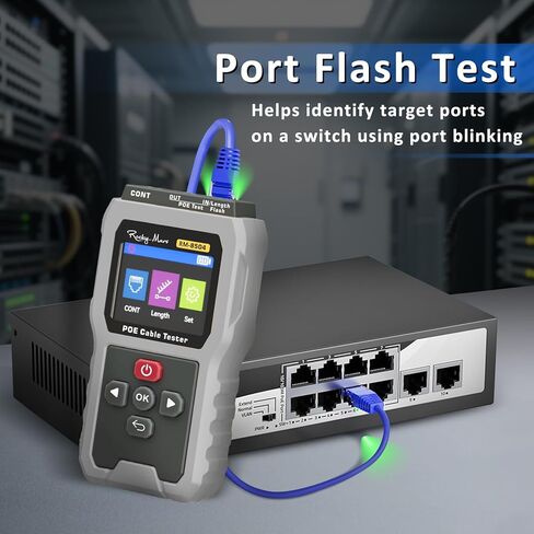 PoE Cable Tester, IEEE 802.3af/at/bt Compliant Network Tester with Port Flash Detection, Cable Length Meter, Continuity Test for CAT5 CAT6, 1500mAh Battery in Kuwait